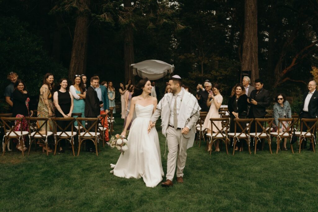 Jewish couple leave traditional wedding ceremony