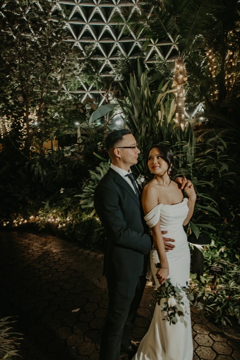 Newlyweds at Bloedel Conservatory in Vancouver