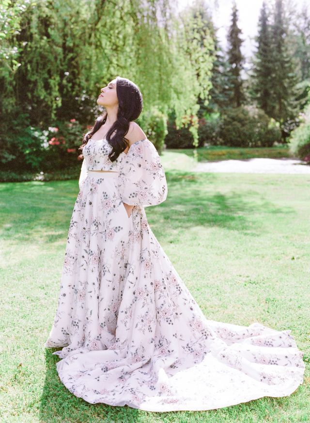 Bride in floral gown