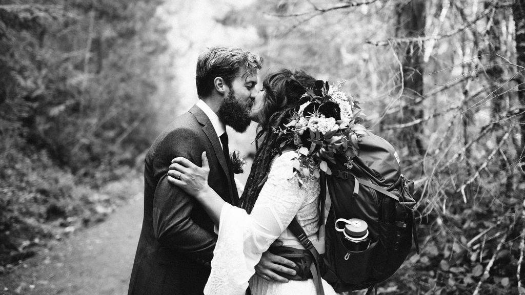 Newlyweds seal the deal with a kiss