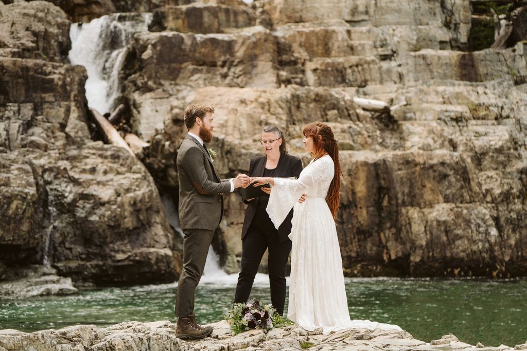 Vows exchanged by bride and groom