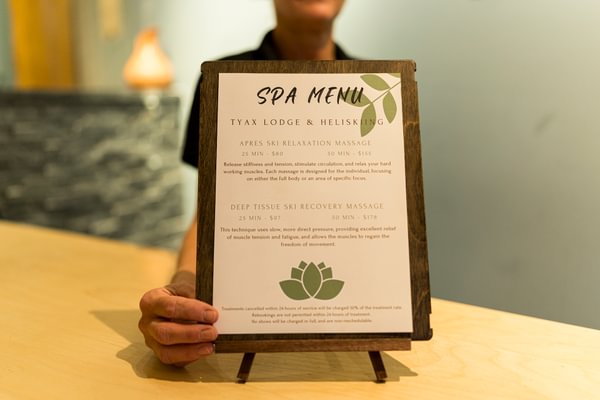 Tyax Lodge & Spa menu